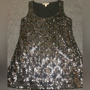 BANANA REPUBLIC Black Silver Sequence Sparkle Tank Top